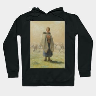 Little Shepherdess Knitting by Jean-Francois Millet Hoodie